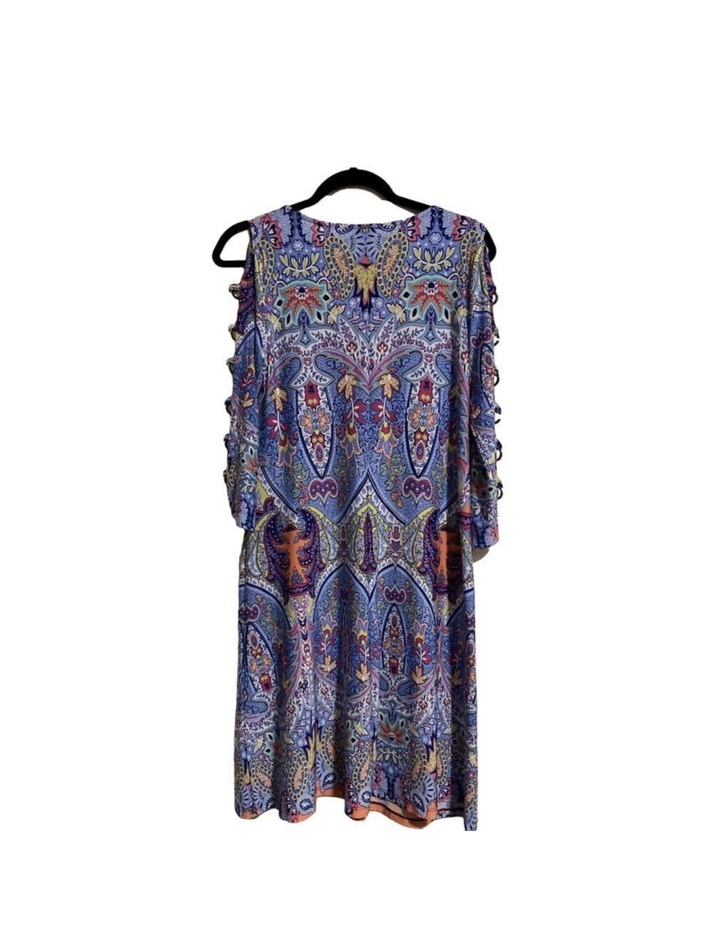 2 for $10 special☀️ Women's Ivy Lane Dress, PM, Blue Multicolored Paisley - Picture 2 of 7